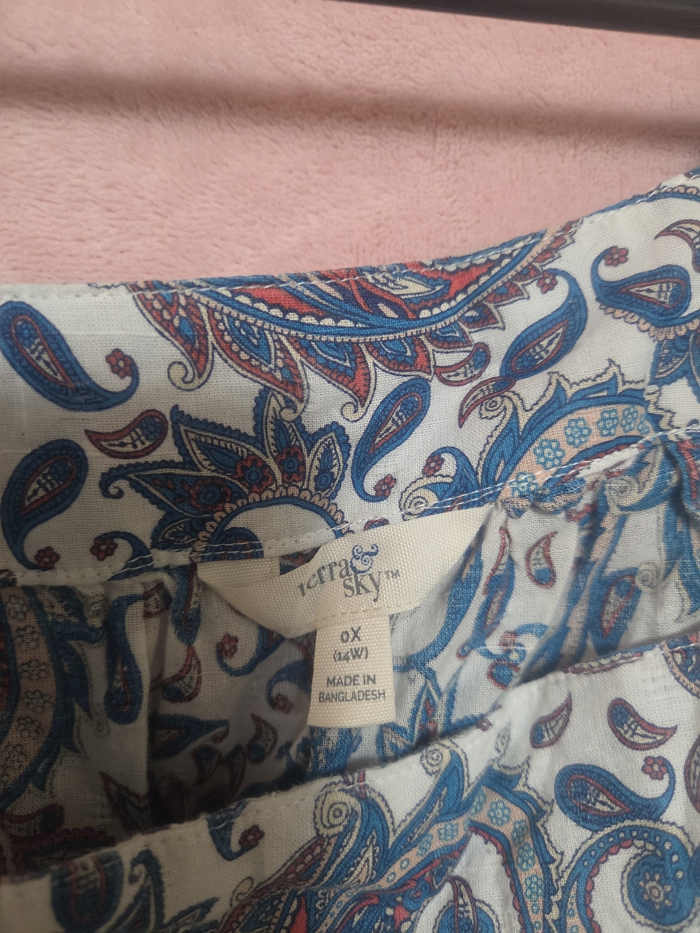 Terra & Sky Blue White Paisley Ruffle Sleeve Blouse - Picture 2 of 2